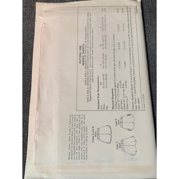 Kwik Sew Misses Short Sewing Pattern sz XS-L 1068 - uncut - Picture 3 of 3